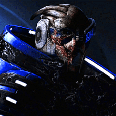 a gif of leo from rottmnt, from the climatic krang fight in the rise movie. this gif shows the determined expression and mystic powers during the "i missed on purpose" line.